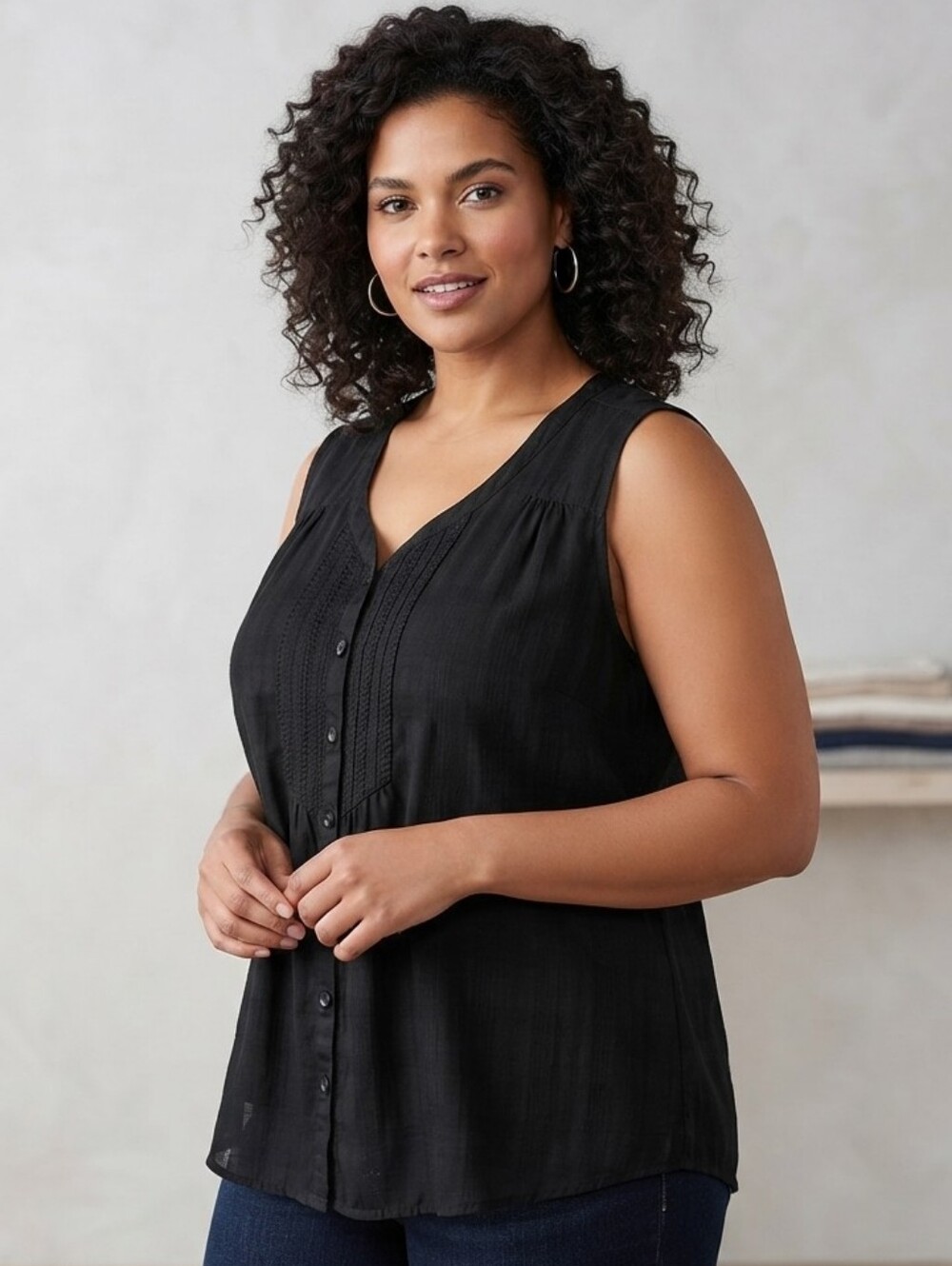 2/20$ Geoge Black Sleeveless Button-down Blouse, Timeless Top, Plus Size 4X